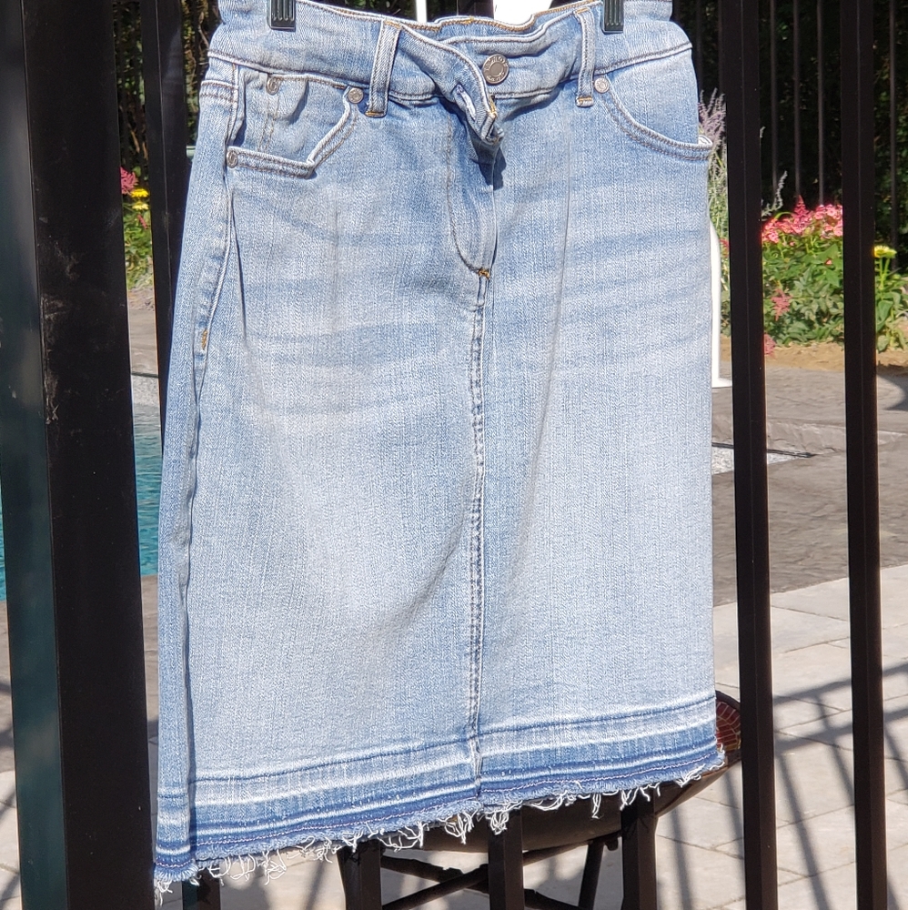 Talbots 4P New Jean Skirt with Fringe Hem